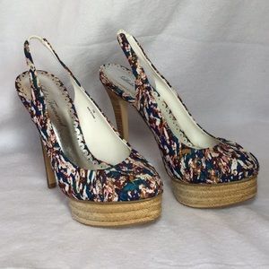 Lulu Townsend Stiletto platform sling back.